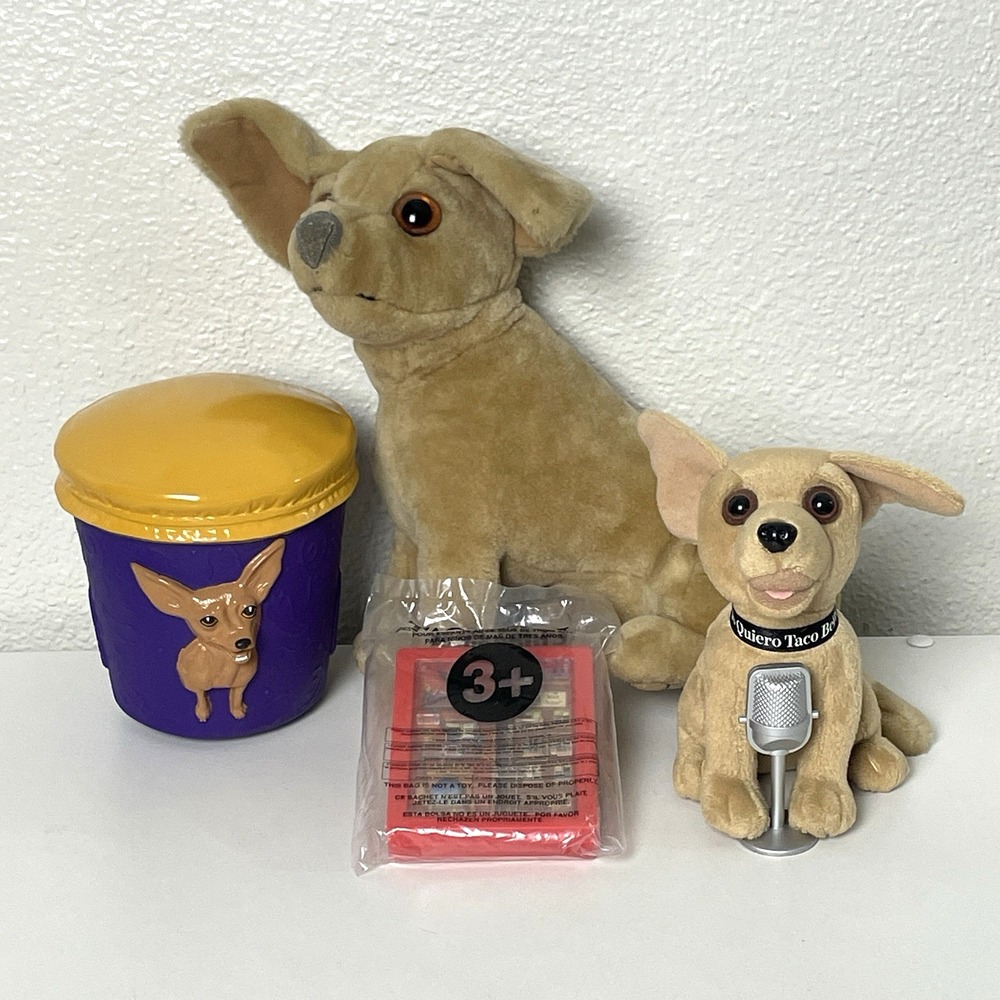 TACO BELL Talking Chihuahua Dog Plush Toy LOT Yo Quiero 90s Vintage